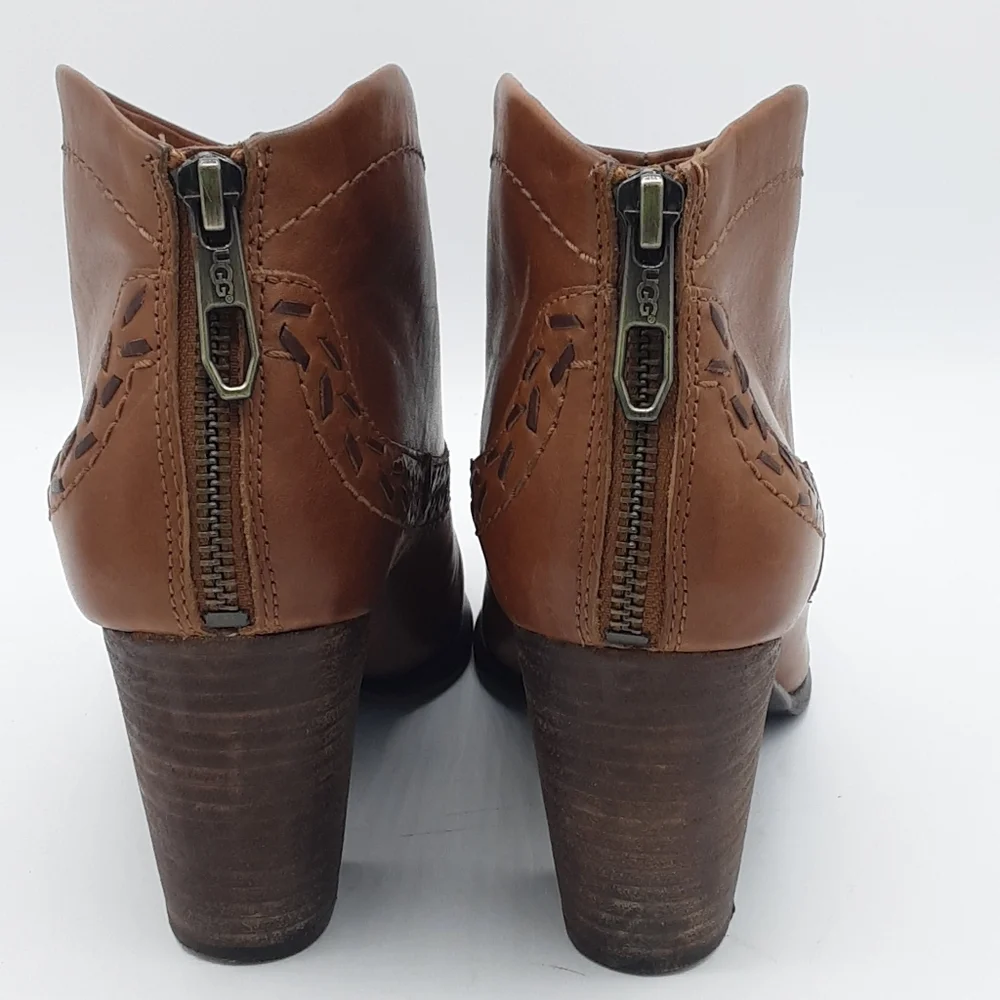 UGG Charlotte Brown Leather Ankle Boot.